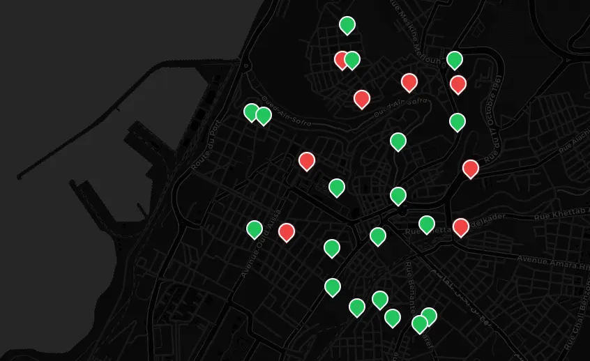 Live map preview with issue markers